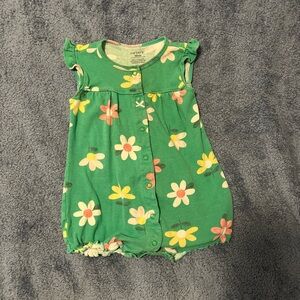 180.Carter's Green Romper with Floral Design